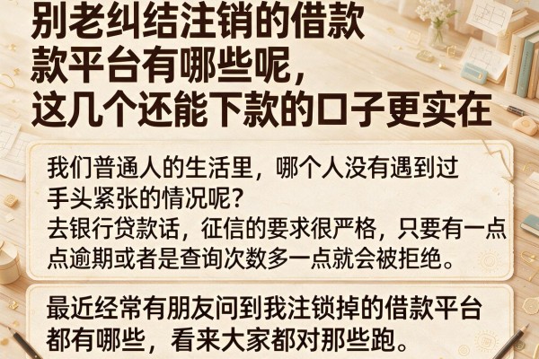 别老纠结注销的借款平台有哪些呢，这几个还能下款的口子更实在