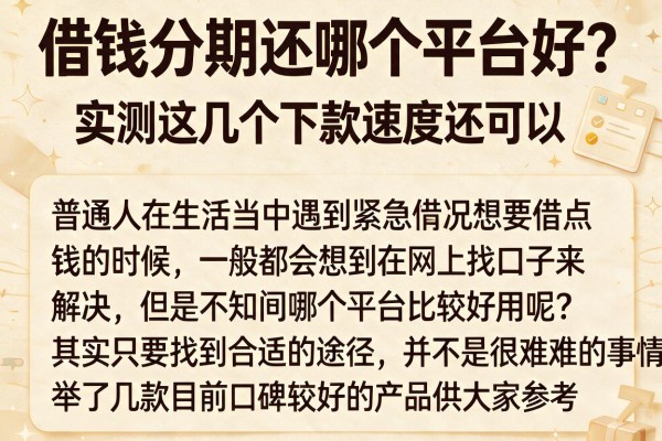 借钱分期还哪个平台好？实测这几个下款速度还可以