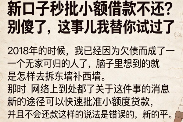 新口子秒批小额借款不还？别傻了，这事儿我替你试过了