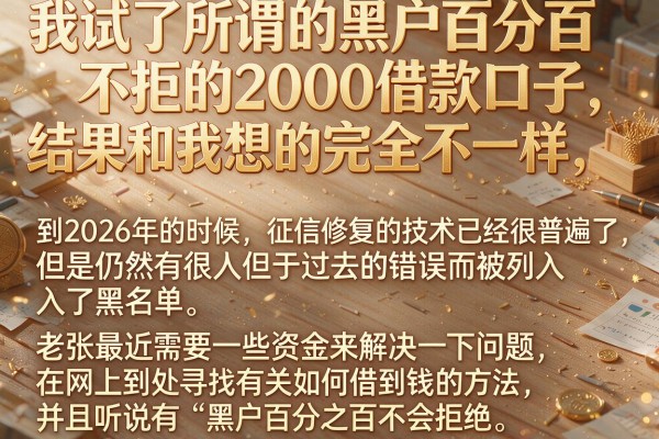 我试了所谓的黑户百分百不拒的2000借款口子，结果和我想的完全不一样