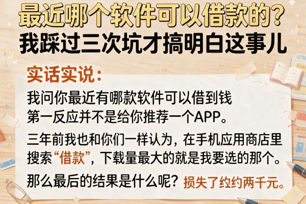 最近哪个软件可以借款的？我踩过三次坑才搞明白这事儿