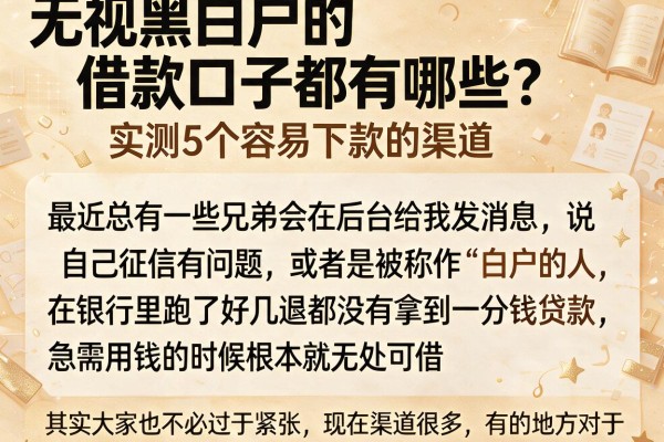 无视黑白户的借款口子都有哪些？实测5个容易下款的渠道