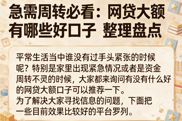急需周转必看:网贷大额有哪些好口子整理盘点