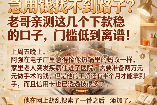 急用钱找不到路子？老哥亲测这几个下款稳的口子，门槛低到离谱！