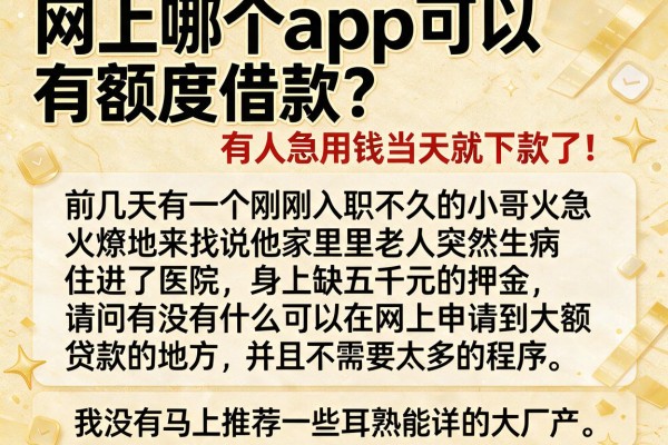 网上哪个app可以有额度借款?实测这几个平台,有人急用钱当天就下款了!