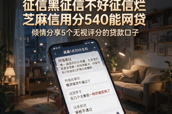 征信黑征信不好征信烂芝麻信用分540能网贷，倾情分享5个无视评分的贷款口子