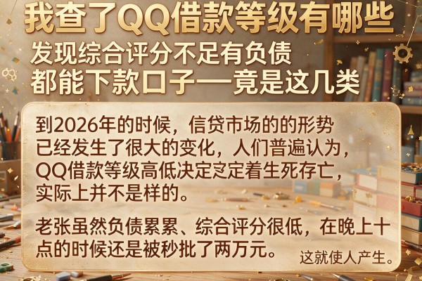 我查了QQ借款等级有哪些，发现综合评分不足有负债都能下款口子竟是这几类