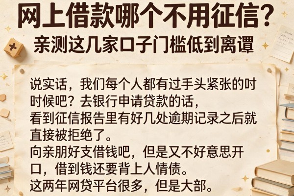 网上借款哪个不用征信？亲测这几家口子门槛低到离谱