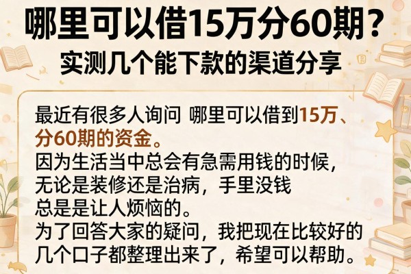 哪里可以借15万分60期？实测几个能下款的渠道分享