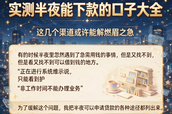 实测半夜能下款的口子大全，这几个渠道或许能解燃眉之急