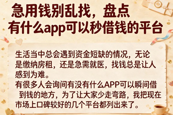 急用钱别乱找，盘点有什么app可以秒借钱的平台