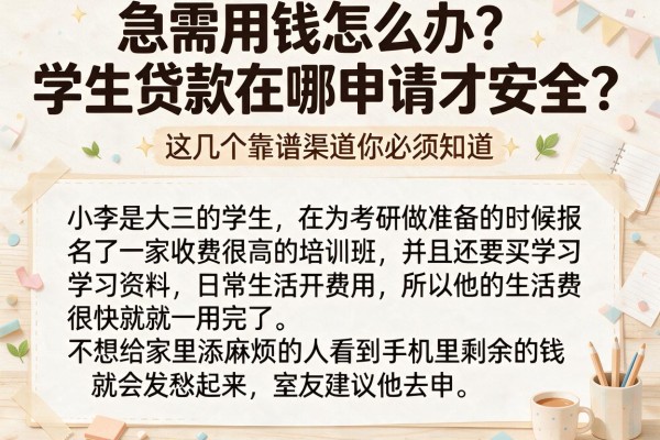 急需用钱怎么办？学生贷款在哪申请才安全？这几个靠谱渠道你必须知道