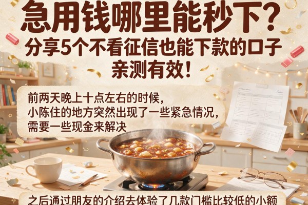 急用钱哪里能秒下？分享5个不看征信也能下款的口子，亲测有效！