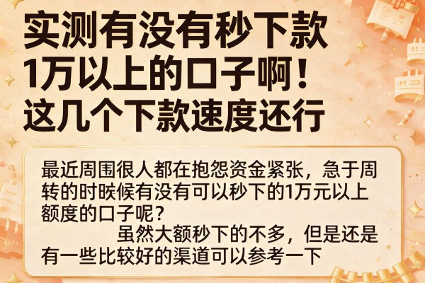 实测有没有秒下款1万以上的口子啊，这几个下款速度还行