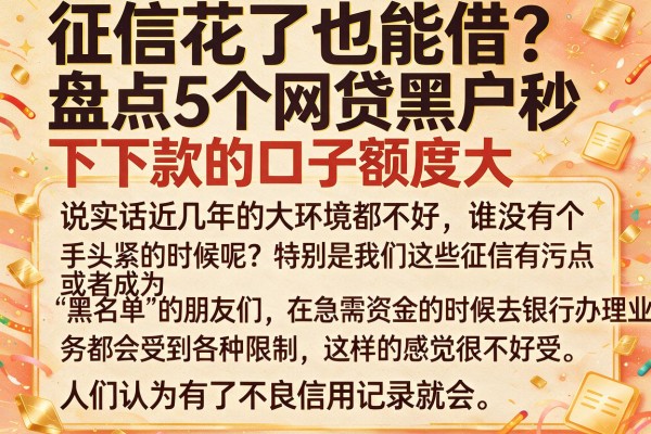 征信花了也能借？盘点5个网贷黑户秒下款的口子额度大