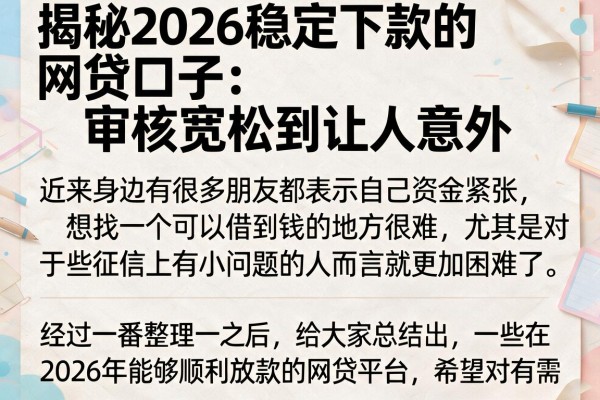 揭秘2026稳定下款的网贷口子：审核宽松到让人意外