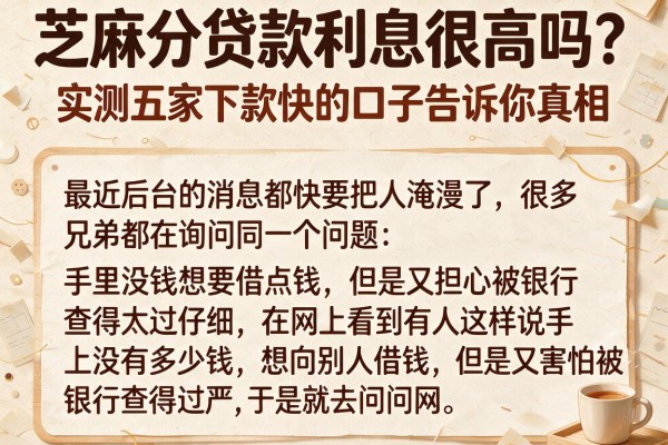 芝麻分贷款利息很高吗?实测五家下款快的口子告诉你真相