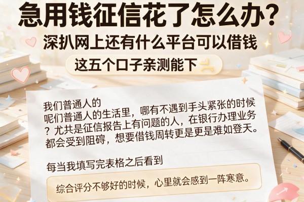 急用钱征信花了怎么办？深扒网上还有什么平台可以借钱，这五个口子亲测能下