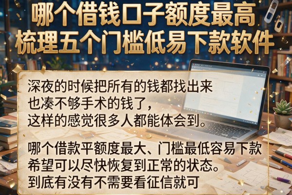 哪个借钱口子额度最高，梳理五个门槛低易下款软件