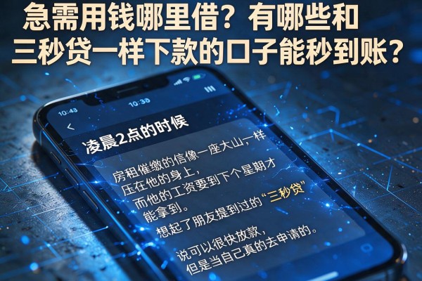 急需用钱哪里借？有哪些和三秒贷一样下款的口子能秒到账？