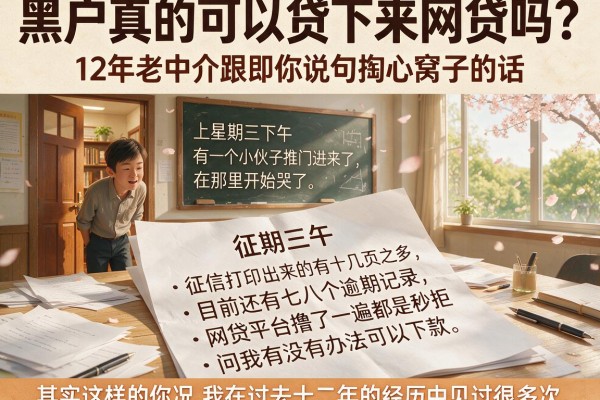 黑户真的可以贷下来网贷吗？12年老中介跟你说句掏心窝子的话
