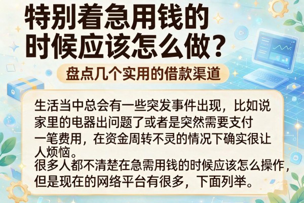 特别着急用钱的时候应该怎么做？盘点几个实用的借款渠道
