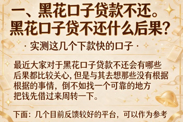 黑花口子贷不还什么后果?实测这几个下款快的口子