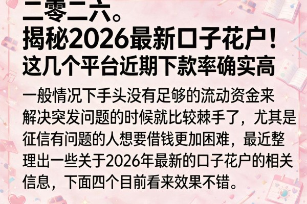 揭秘2026最新口子花户，这几个平台近期下款率确实高