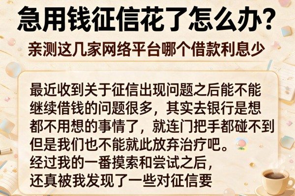 急用钱征信花了怎么办？亲测这几家网络平台哪个借款利息少