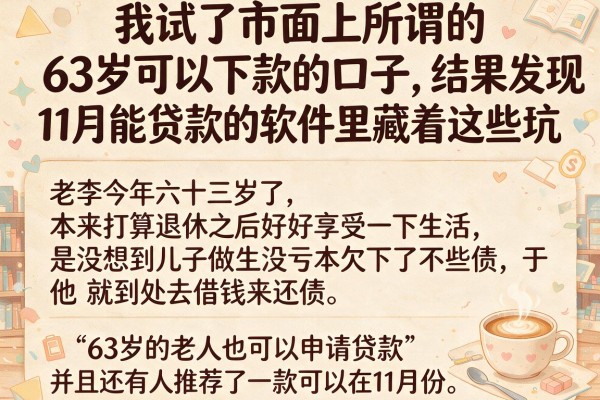 我试了市面上所谓的63岁可以下款的口子，结果发现11月能贷款的软件里藏着这些坑