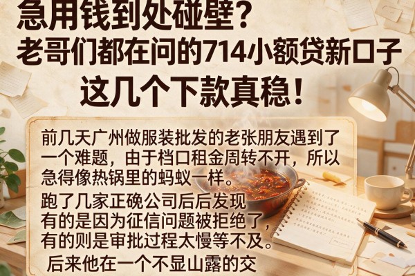 急用钱到处碰壁？老哥们都在问的714小额贷新口子，这几个下款真稳！