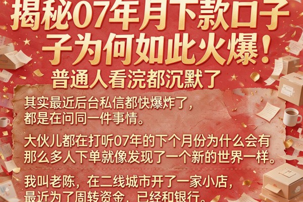 揭秘07年月下款口子为何如此火爆，普通人看完都沉默了