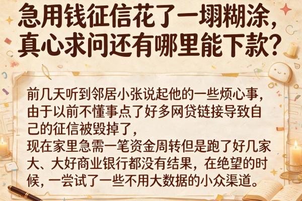 急用钱征信花了一塌糊涂，真心求问还有哪里能下款？
