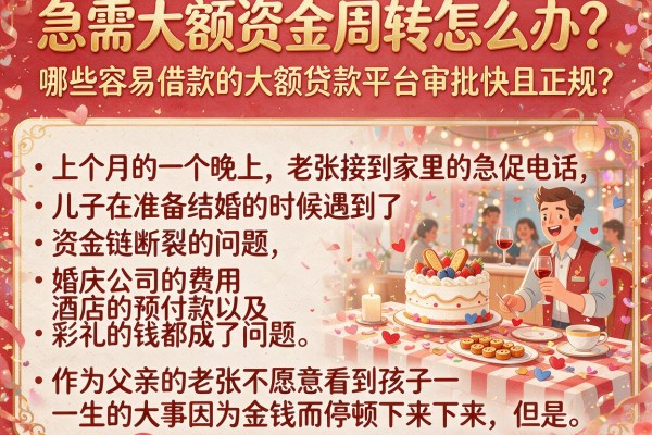 急需大额资金周转怎么办？哪些容易借款的大额贷款平台审批快且正规？