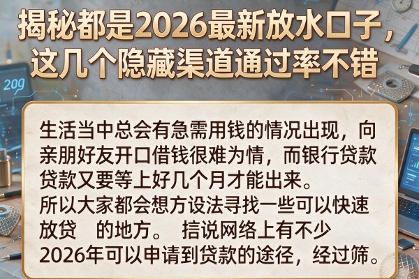 揭秘都是2026最新放水口子，这几个隐藏渠道通过率不错