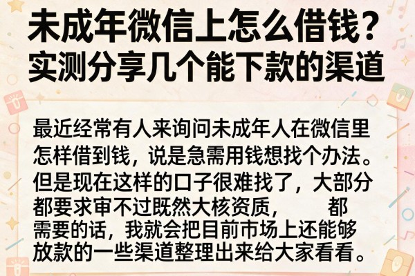 未成年微信上怎么借钱？实测分享几个能下款的渠道