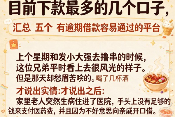 目前下款最多的几个口子，汇总五个有逾期借款容易通过的平台