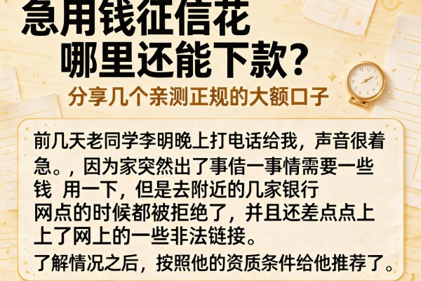 急用钱征信花哪里还能下款？分享几个亲测正规的大额口子