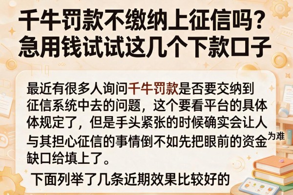千牛罚款不缴纳上征信吗？急用钱试试这几个下款口子