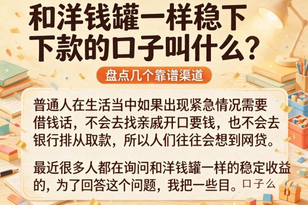 和洋钱罐一样稳下款的口子叫什么？盘点几个靠谱渠道