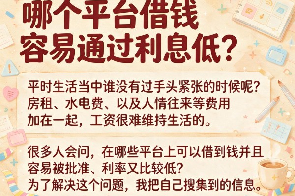 哪个平台借钱容易通过利息低？整理了几个实测能下款的口子