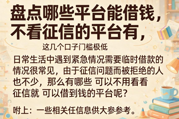 盘点哪些平台能借钱不看征信的平台有，这几个口子门槛极低