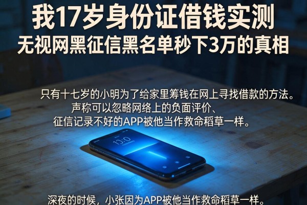 我17岁身份证借钱实测，无视网黑征信黑名单秒下3万的真相