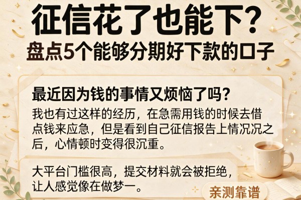 征信花了也能下？盘点5个能够分期好下款的口子，亲测靠谱
