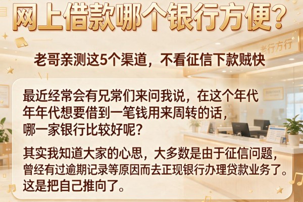 网上借款哪个银行方便？老哥亲测这5个渠道，不看征信下款贼快