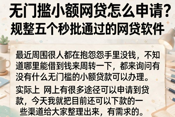 无门槛小额网贷怎么申请，规整五个秒批通过的网贷软件