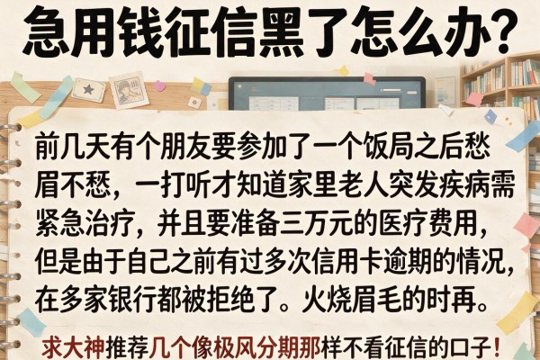 急用钱征信黑了怎么办？求大神推荐几个像极风分期那样不看征信的口子！