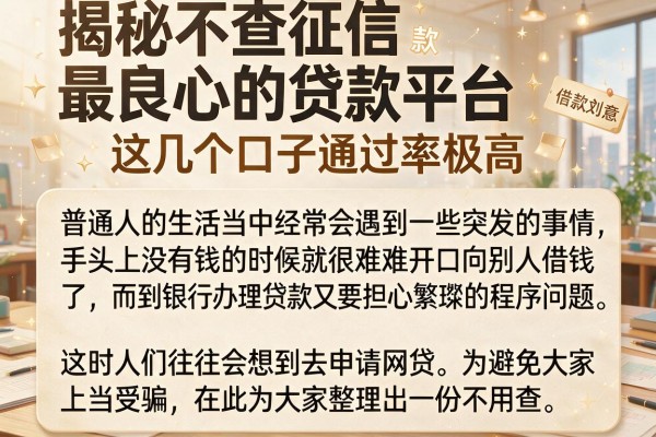 揭秘不查征信最良心的贷款平台，这几个口子通过率极高