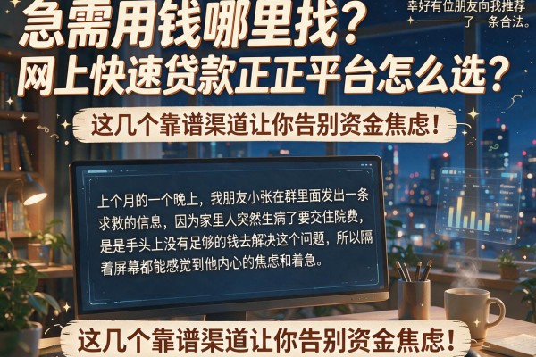急需用钱哪里找？网上快速贷款正规平台怎么选？这几个靠谱渠道让你告别资金焦虑！