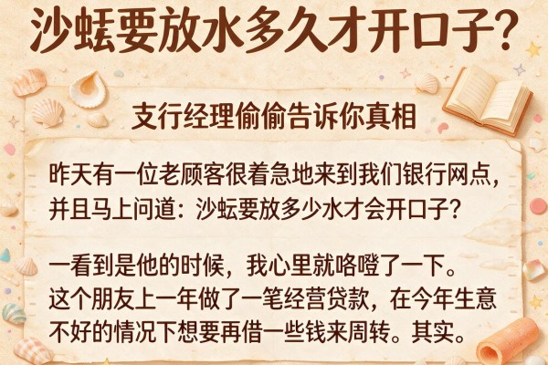 沙蚬要放水多久才开口子？支行经理偷偷告诉你真相